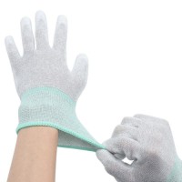 PU Coated Cleanroom Antistatic ESD Palm Fit Clean Room Anti-static Carbon Fiber Anti Static ESD Gloves for Electronic