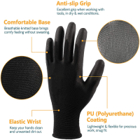 Anti-Slip Construction Safety Gloves with Nylon Lining PU Oil-Proof Gloves for Construction and Food Industries