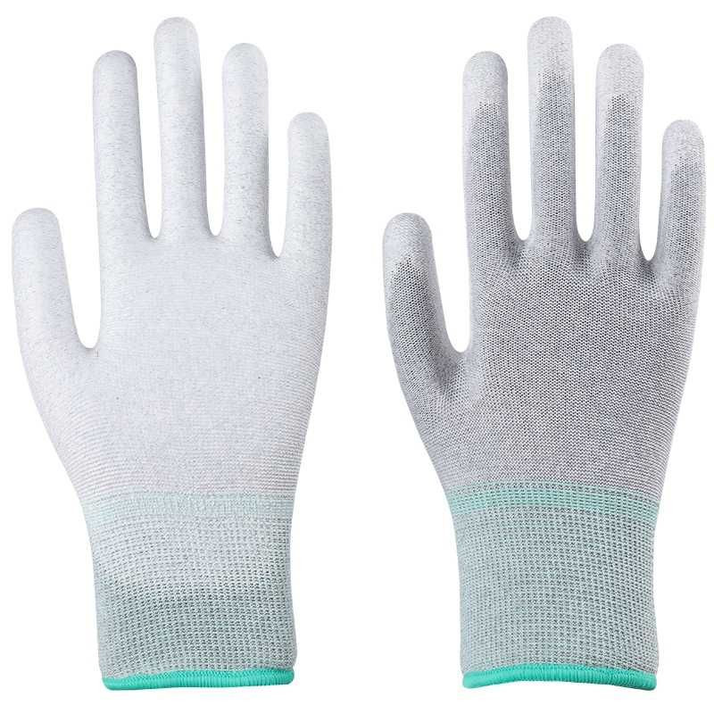 PU Coated Cleanroom Antistatic ESD Palm Fit Clean Room Anti-static Carbon Fiber Anti Static ESD Gloves for Electronic